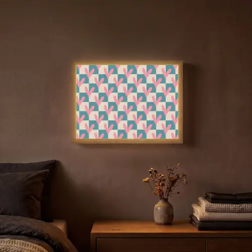 Vlakken - Hartjes - Patroon - Retro Light Box met batterij (Wandlamp) middel 907 -sfeer4