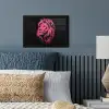 Leeuw - Zwart - Roze - Neon fotolijst zwart zonder passe partout klein -sfeer3
