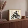 Street art - Motor - Jongen - Graffiti - Banksy Style Light Box met batterij (Wandlamp) middel -sfeer2
