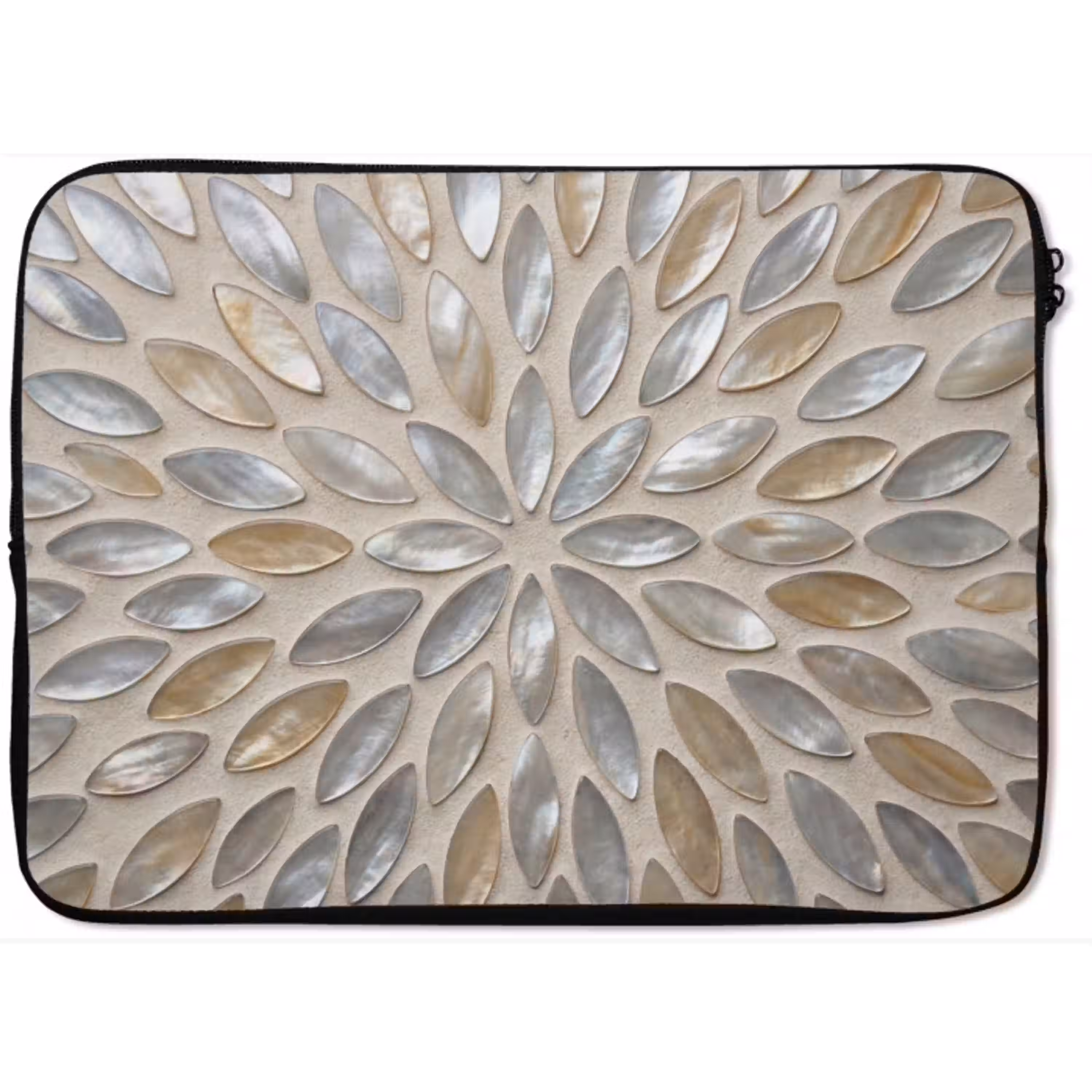 Patroon - Ovaal - Glanzend - Abstract - Beige laptophoes neopreen klein -zkaufland3dotto