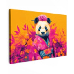 Kimono - Roze - Panda - Bloemenkroon Tuinposter op houten frame 2 cm dik klein -3d