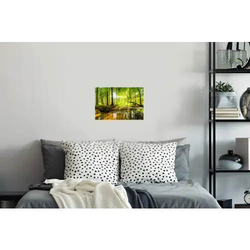 Bos - Landschap - Water - Bomen - Zon - Groen Muursticker klein -slaapkamer