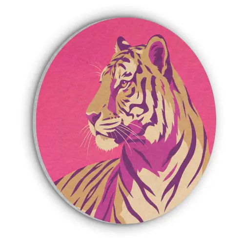 Tijger - Modern - Neon Akoestische PET Vilt - Rond klein -3d