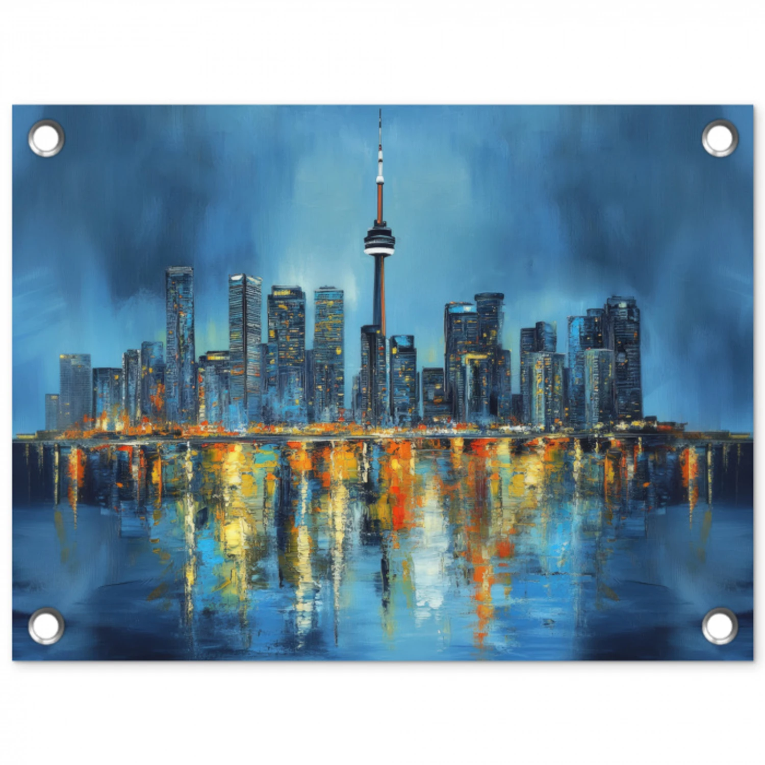 Skyline Toronto - Water - Stadslichten - Toren tuinposter los doek klein -3d