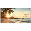 Strand - Palmbomen - Oceaan - Zonsondergang tuinposter los doek klein -3d