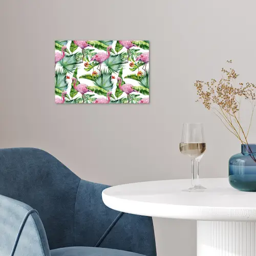 Bladeren - Flamingo - Bloemen - Jungle poster papier klein -sfeer3