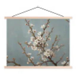 Botanisch - Stilleven - Blauw textielposter latten blank klein -3d