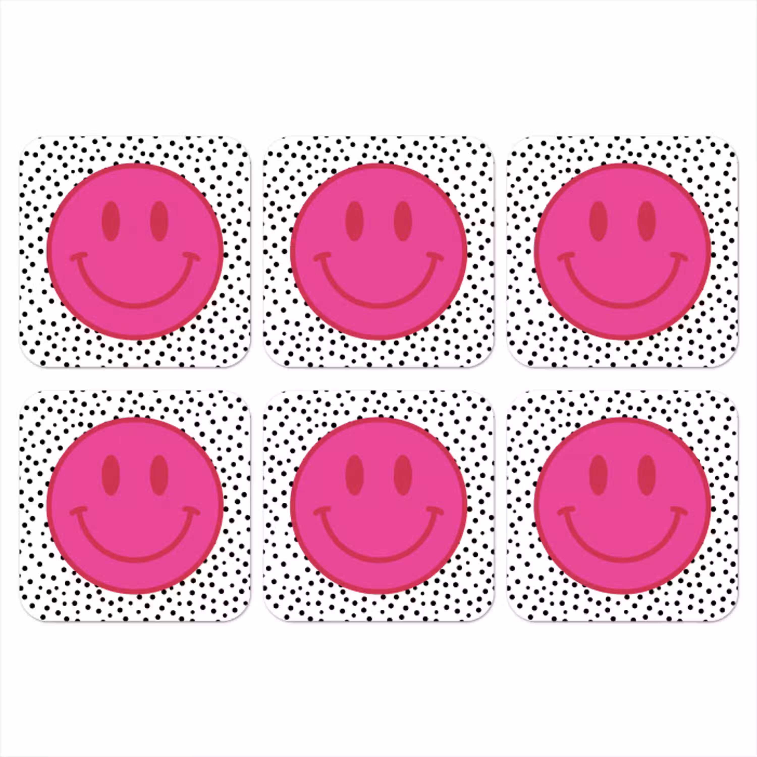 Smiley - Roze - Stippen onderzetter kurk middel -3d