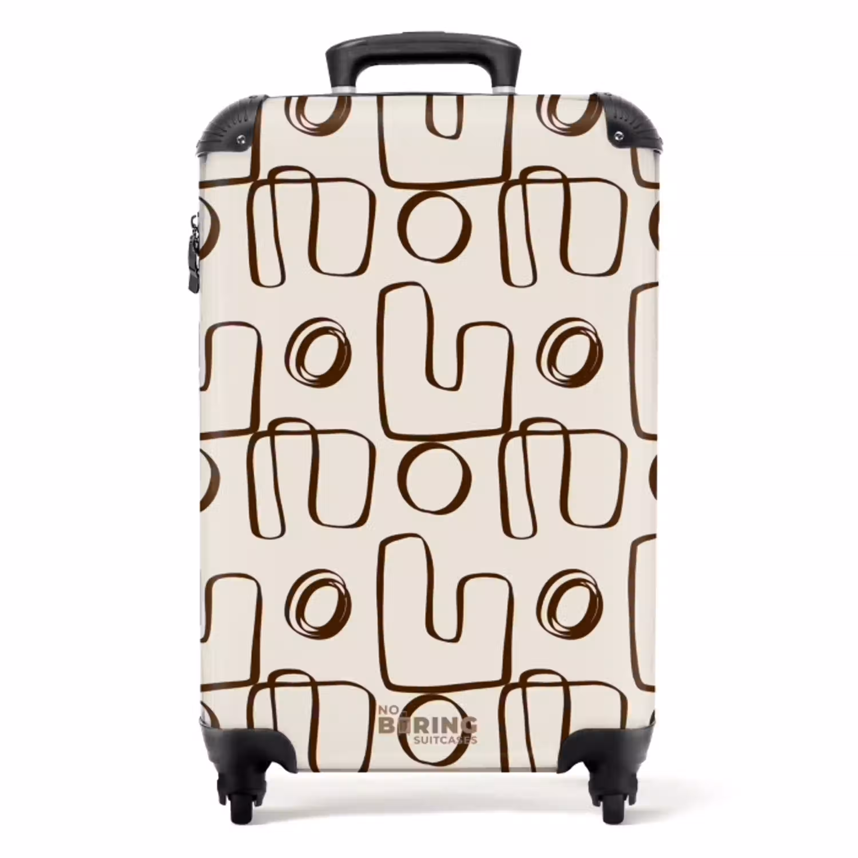 Bruine abstracte lijnen op beige achtergrond NBS - Handbagage koffer - Volwassenen Unisex middel -productfoto_recht