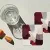 Abstract - Kleurbakken - Rood onderzetter kurk middel -sfeer4