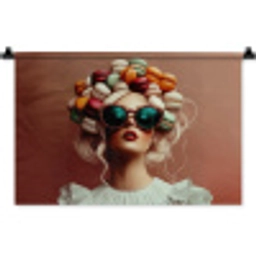 Vrouw - Macarons - Bril Wandkleed katoen klein -zz3d