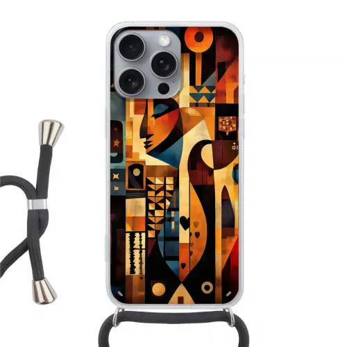 Figuren - Abstract - Symbolen Hoesje iPhone 16 Pro Max met koord klein -3d