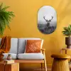 Hert - Mistig - Zwart - Wit Wandcirkel Ovaal Forex klein -sfeer4
