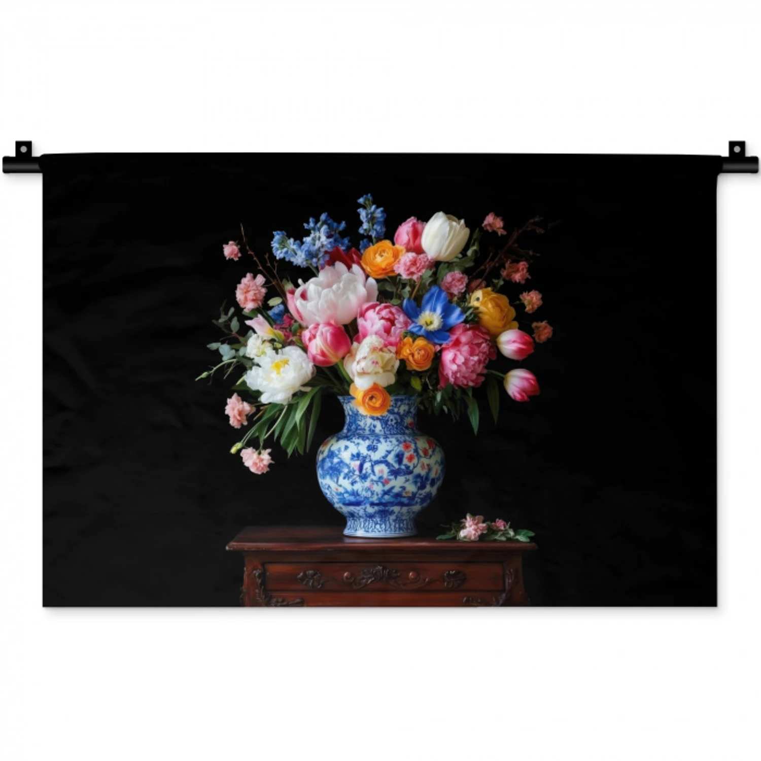 Rozen - Bloemen - Vaas - Boeket Wandkleed katoen klein -zz3d