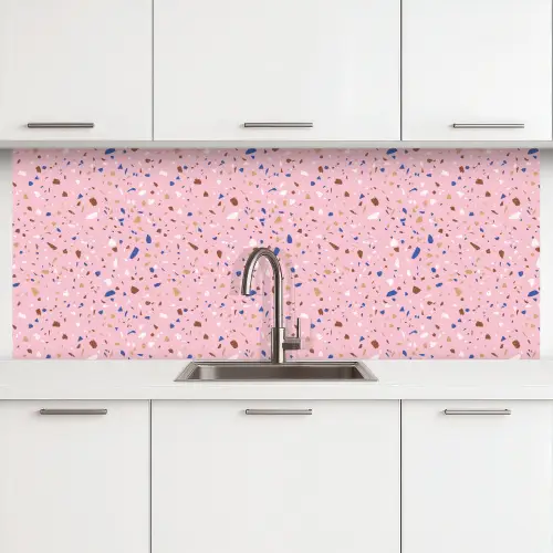 Terrazzo -  Patroon - Kleurrijk - Roze keuken achterwand 2 middel 871 -3d