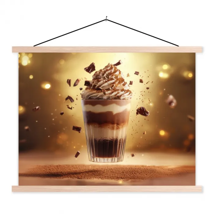 Dessert - Chocolade - Zoet - Eten textielposter latten blank klein -3d