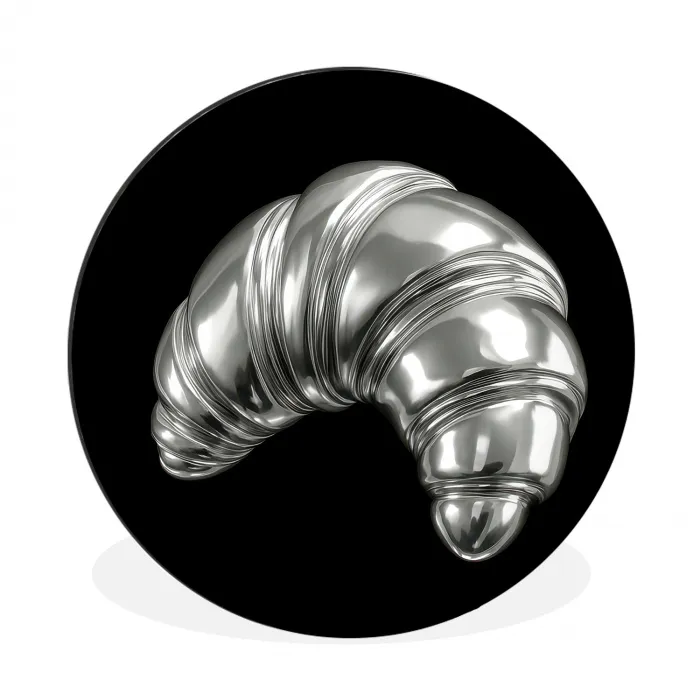 Croissant - Metaal - Zilver Wandcirkel aluminium klein -3d