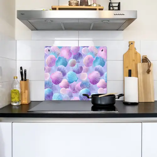 Schelpen - Paars - Blauw - Patroon Inductie beschemer met haakjes middel -sfeer2