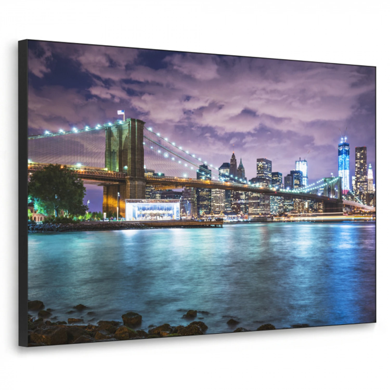 New York - Skyline - Stad - Kleuren Textielframe - compleet frame klein -3d