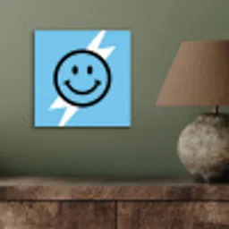 Smiley - Blauw - Bliksem aluminium wit klein -sfeer2