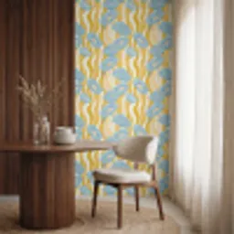 Papavers - Botanisch - Blauw Behang Vinyl klein 1060 -sfeer1