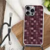 Vierkant - Tegel - Patroon - Paars Hoesje iPhone 16 Pro Max met koord klein 804 -sfeer4