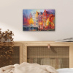 Grachtenpanden - Kunst - Schilderij - Amsterdam aluminium wit klein -sfeer3