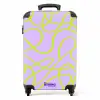 Limoengroene lijnen op lila NBS - Handbagage koffer - Kinderen Unisex middel -productfoto_recht