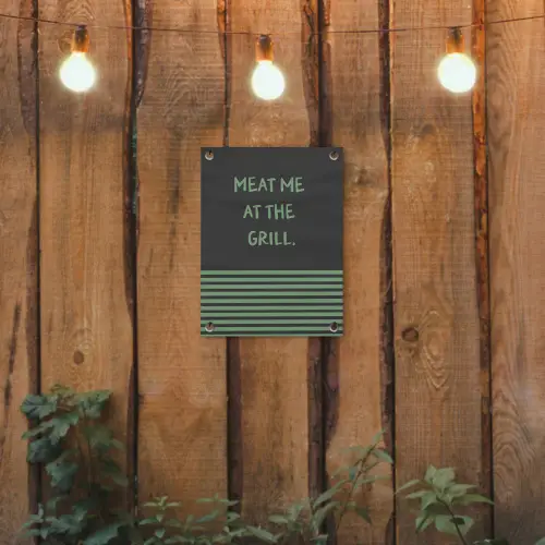 Quote - Groen - Grill - Zomer tuinposter los doek klein -sfeer1