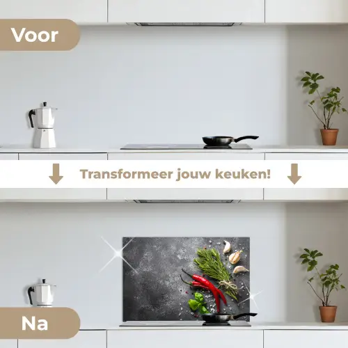Contrast in Smaak en Textuur keuken achterwand spatscherm klein -voor_na_NL