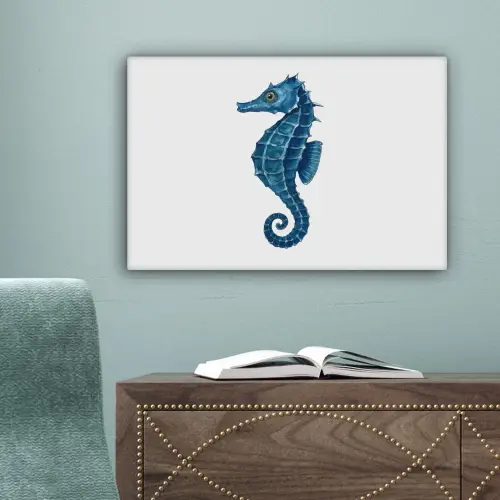 Zeepaardje - Staart - Blauw canvas 2cm klein -sfeer4