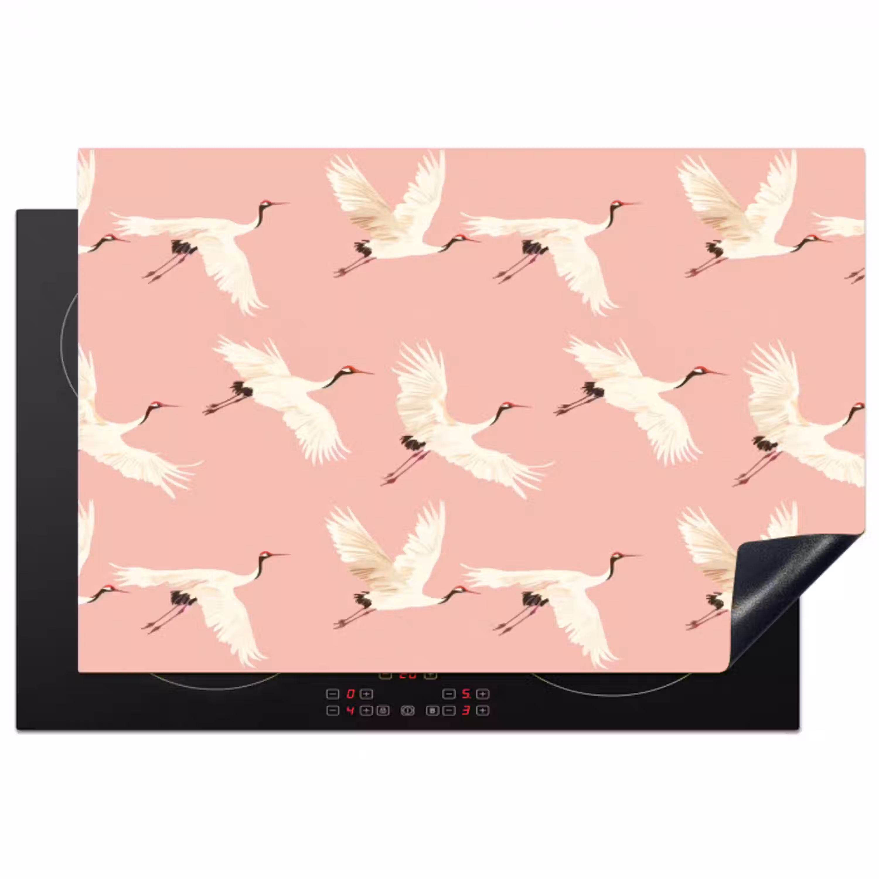 Modern - Kraanvogels - Roze Inductie beschermer vinyl 3mm klein 276 -3d