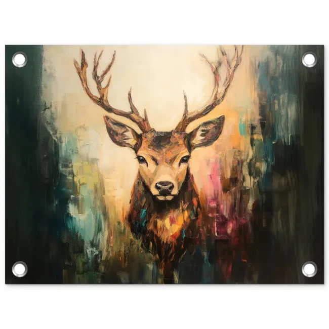 Hert - Geverfd - Gewei - Bruin tuinposter los doek klein -3d