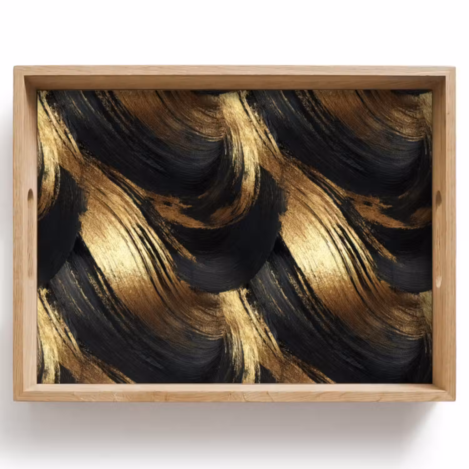 Tablett - Farbauftrag – Abstrakt – Gold – Schwarz