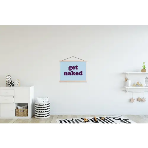 Speels - Boodschap - Blauw textielposter latten blank klein -kinderkamer