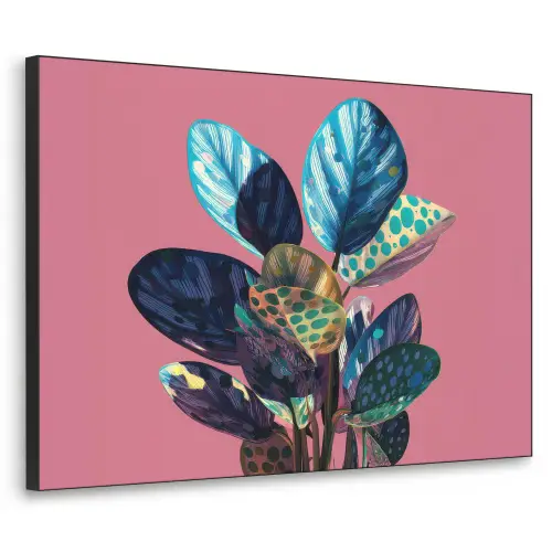 Plant - Bladeren - Stippen - Abstract Textielframe zwart klein -3d