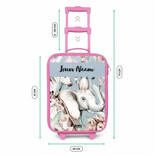 Jungle in Lichte Kleuren Kinderkoffer - Roze klein -productfoto_formaten