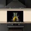 Ananas - Fruit - Water - Planten - Zwart keuken achterwand spatscherm klein -sfeer1
