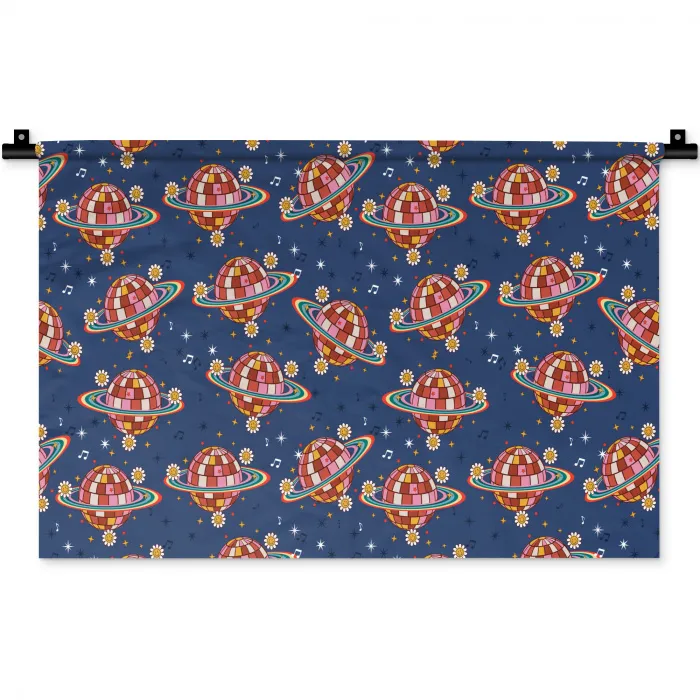 Disco - Blauw - Patroon Wandkleed katoen klein 269 -zz3d