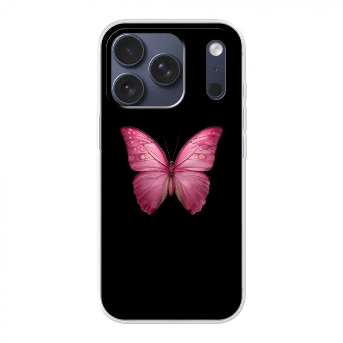 Vlinder - roze - Elegant Telefoonhoesje iPhone 17 Pro klein -3d