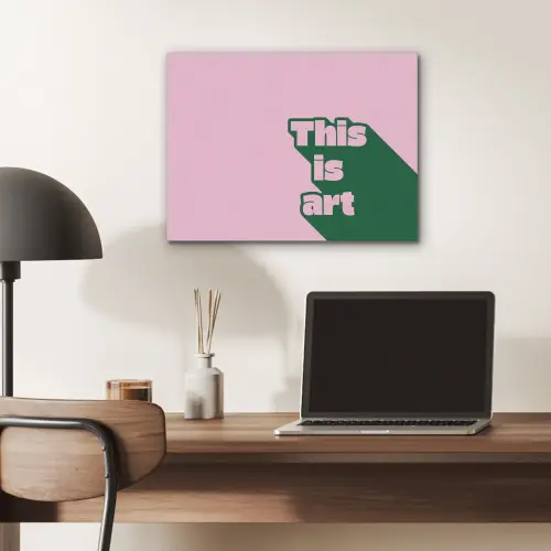 Groen - Teskt - This is art - Roze PET vilt klein -sfeer5