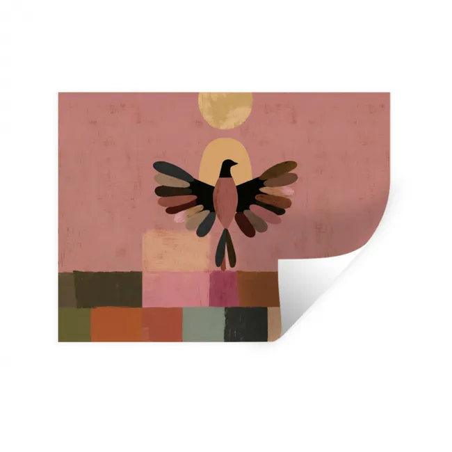 Muursticker - Illustratie - Vogel - Vlakken - Kleurrijk