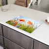 Bloemen - Klaproos - Lente - Natuur - Rood - Blauw Inductie beschermer vinyl 3mm klein -sfeer8