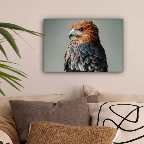 Vogel - Realistisch - Veren - Bruin canvas 2cm klein -sfeer1