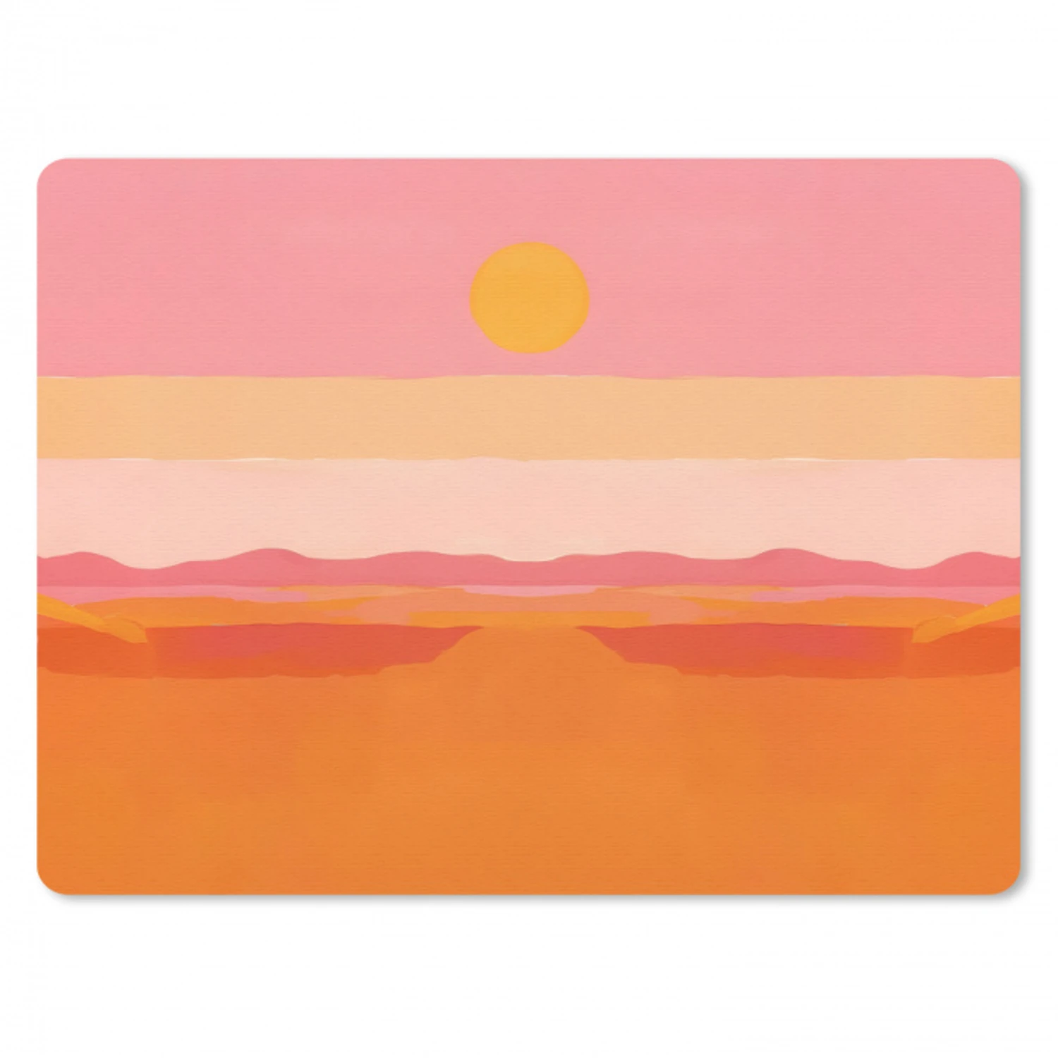 Zon - Abstract - Landschap - Oranje muismat rubber klein -3d