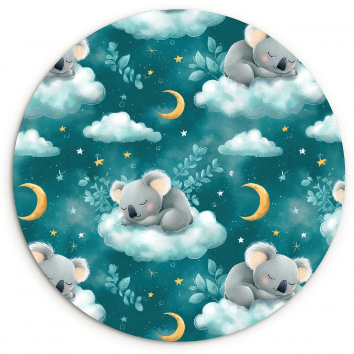 Koala's - Betoverend - Blauw Wandcirkel kunststof plaat 5mm dik klein 188 -3d