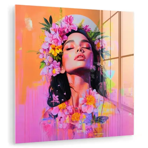 Portret - Bloemenkroon - Vrouw plexiglas 5mm klein -zzzproduct_nieuw