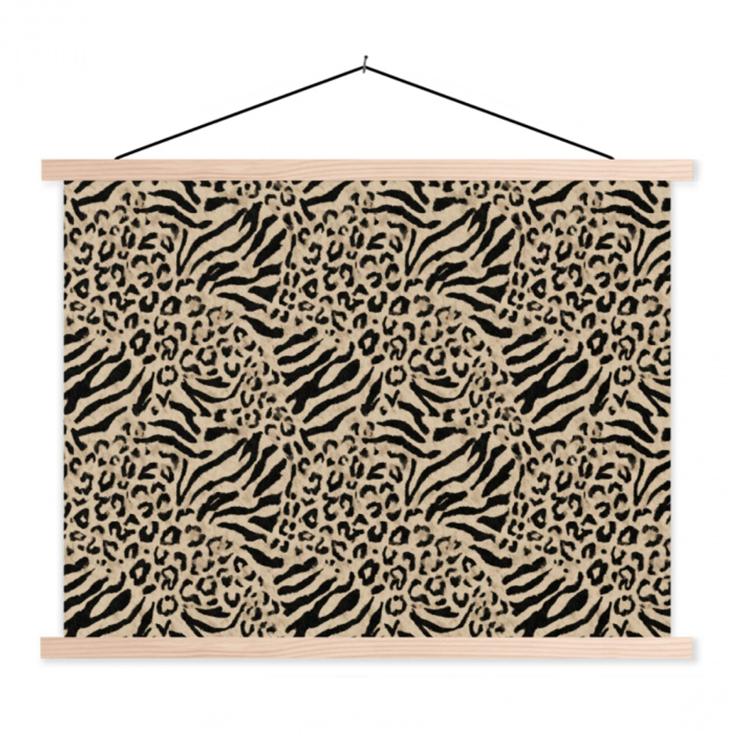Giraf - Zebra - Motief - Bruin textielposter latten blank klein 122 -3d