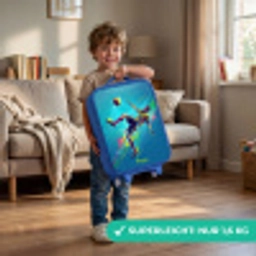 Neon - Voetbal - Schop - Kleurrijk Kinderkoffer - Blauw klein -sfeer2_DE
