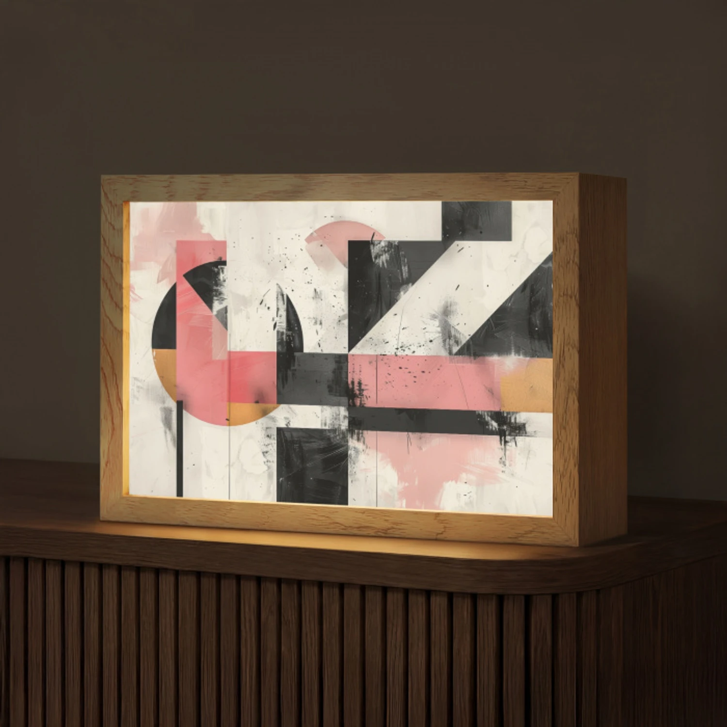 Roze - Abstract - Aesthetic - Modern - Vormen Light Box met kabel (Tafellamp) klein -z3d_website
